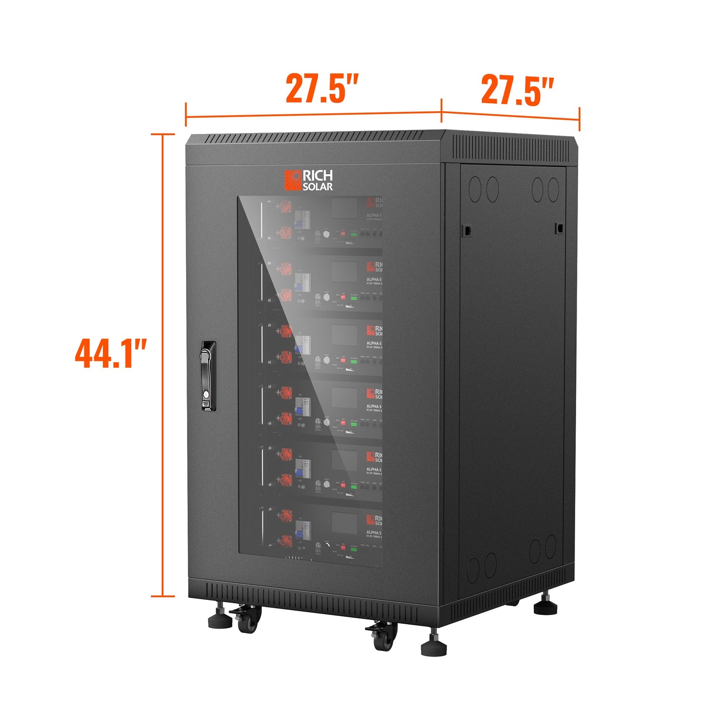 Battery server rack dimensions diagram for the ALPHA 5 series