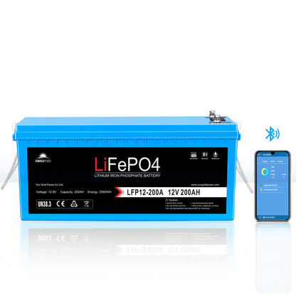12V 200AH LiFePO4 Deep Cycle Lithium Battery - Bluetooth / Self-Heating / IP65