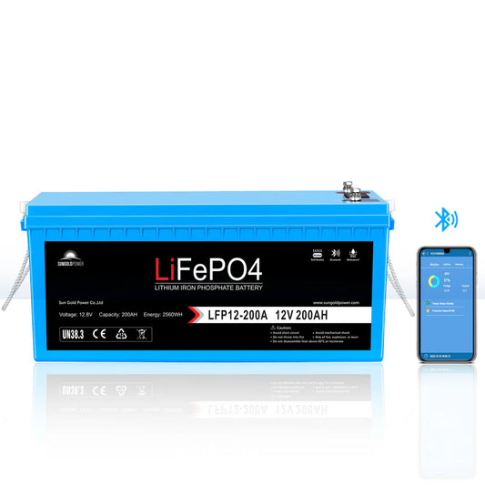 12V 200AH LiFePO4 Deep Cycle Lithium Battery - Bluetooth / Self-Heating / IP65