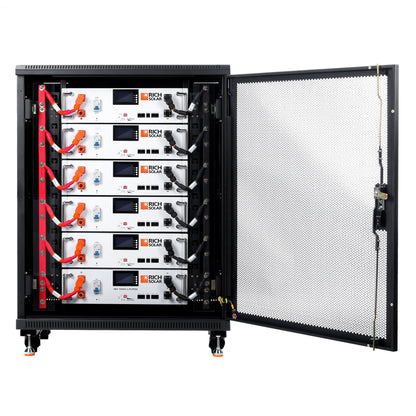 Empty ALPHA 5 battery server rack with mesh door