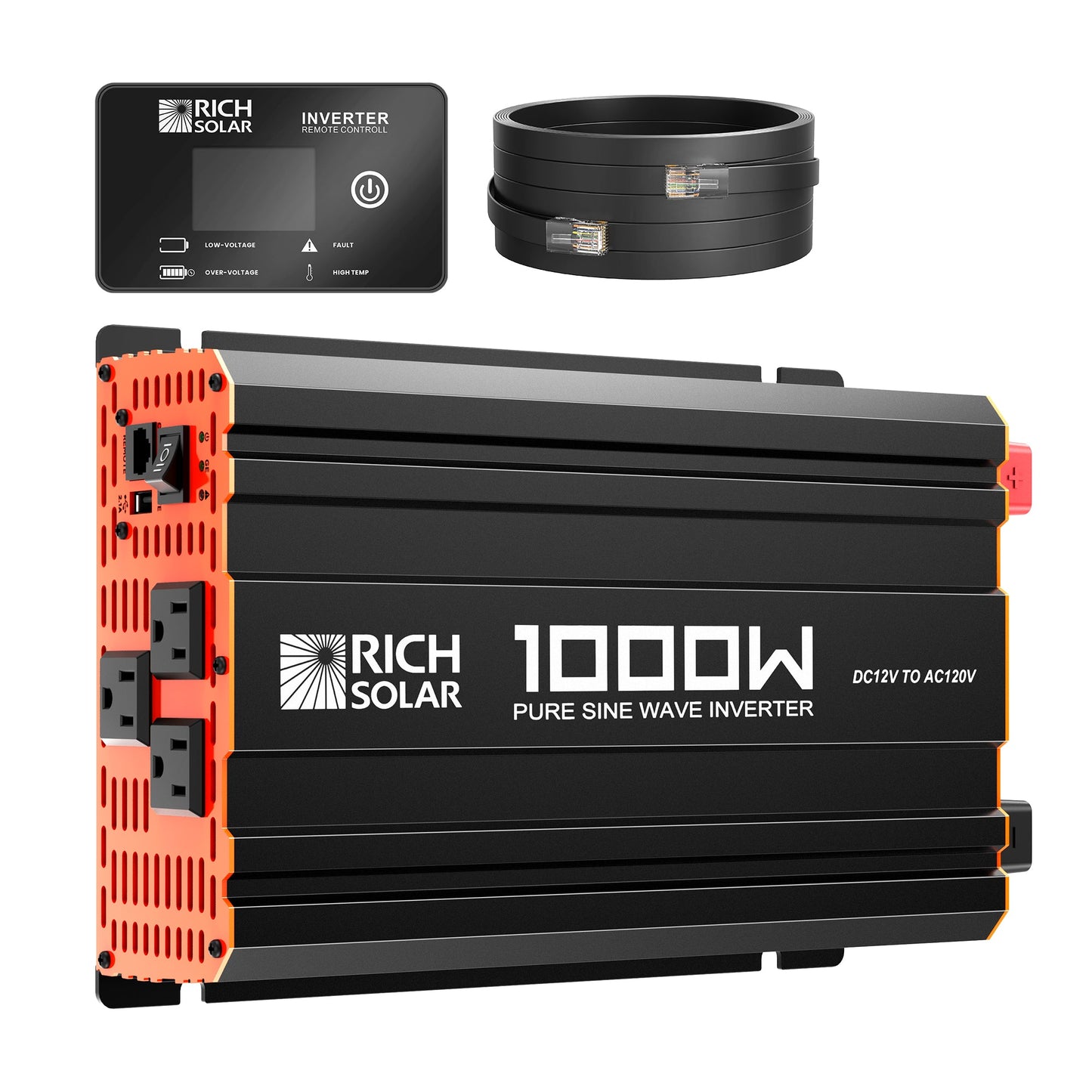 NOVA PURE 1K inverter shown at an angle showing case and vents