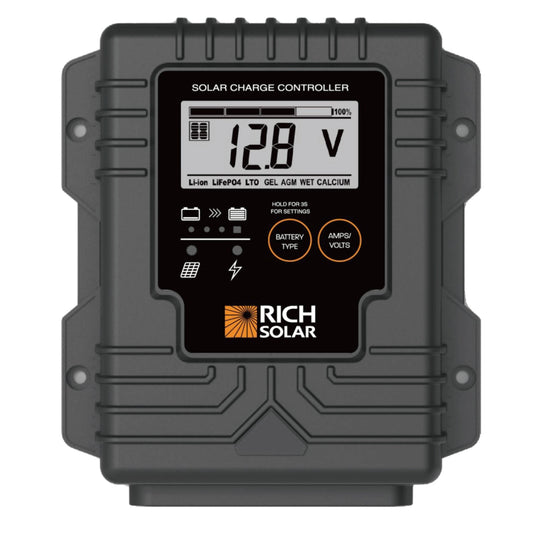 BRAVO Waterproof 10 sealed PWM solar charge controller, front view