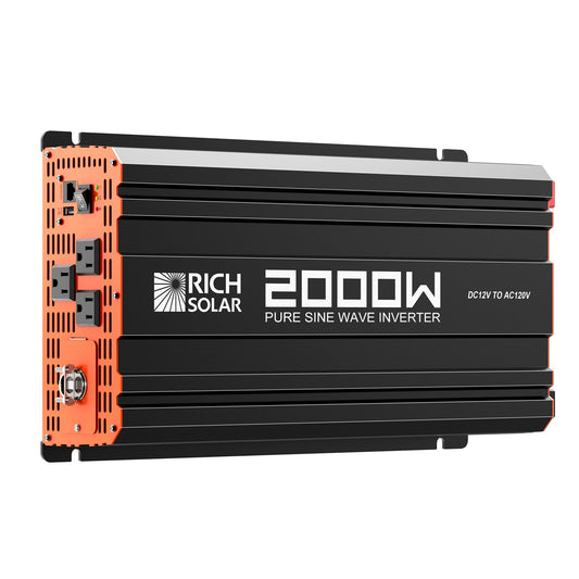NOVA PURE 2K 2000W 12V pure sine wave inverter, front view with three AC outlets