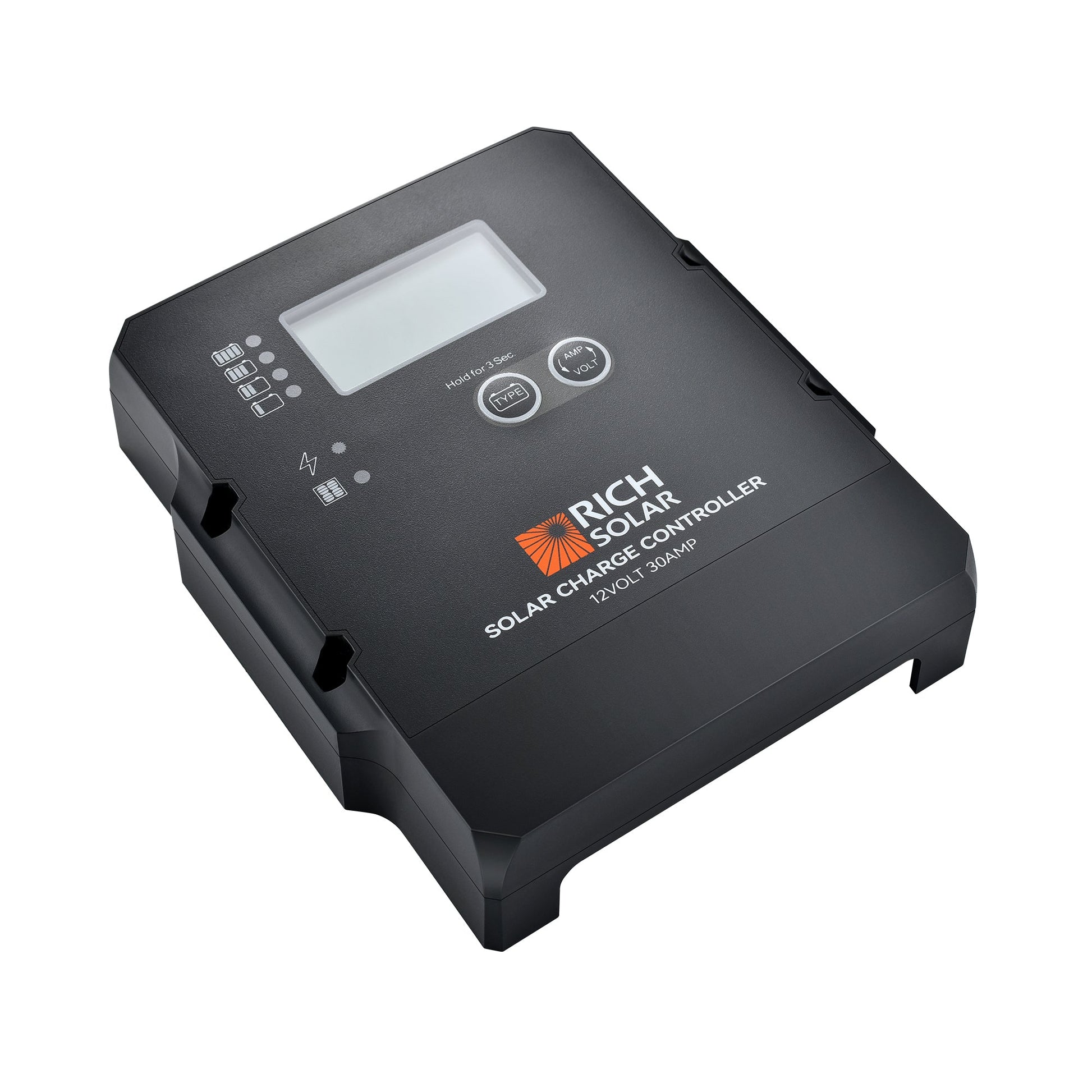 BRAVO 30 PWM charge controller shown at an angle