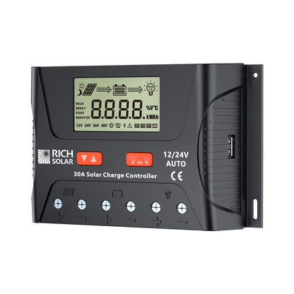 BRAVO LEGEND 30 charge controller LCD screen and two-button controls