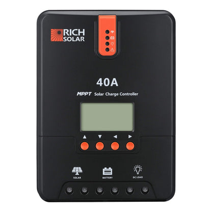 40 amp MPPT solar charge controller, detail view