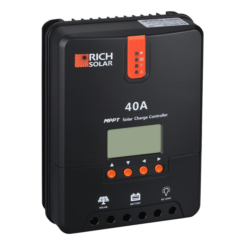 40 amp MPPT solar charge controller, detail view