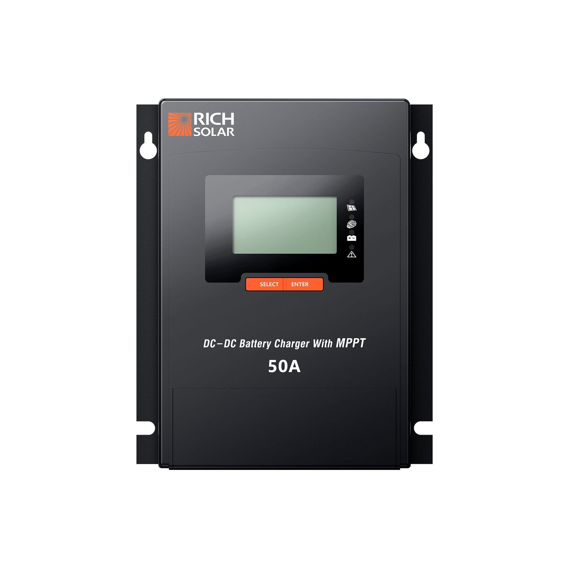 RICH SOLAR BRAVO 50 DC 50 amp DC-DC charge controller with MPPT, front view