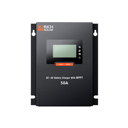 RICH SOLAR BRAVO 50 DC 50 amp DC-DC charge controller with MPPT, front view