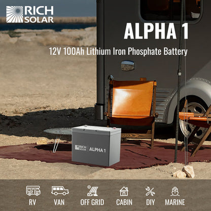 ALPHA 1 battery alternate angle showing overall proportions