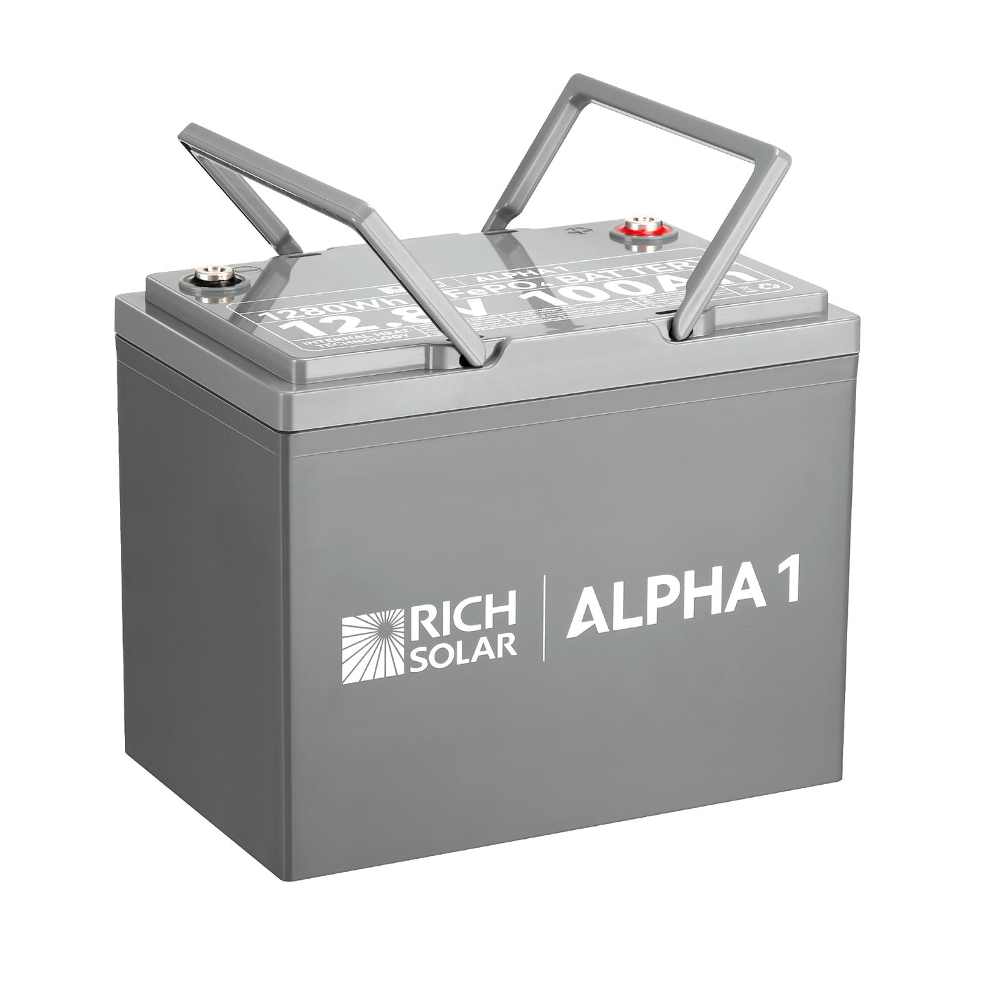 ALPHA 1 battery side profile with model and capacity label