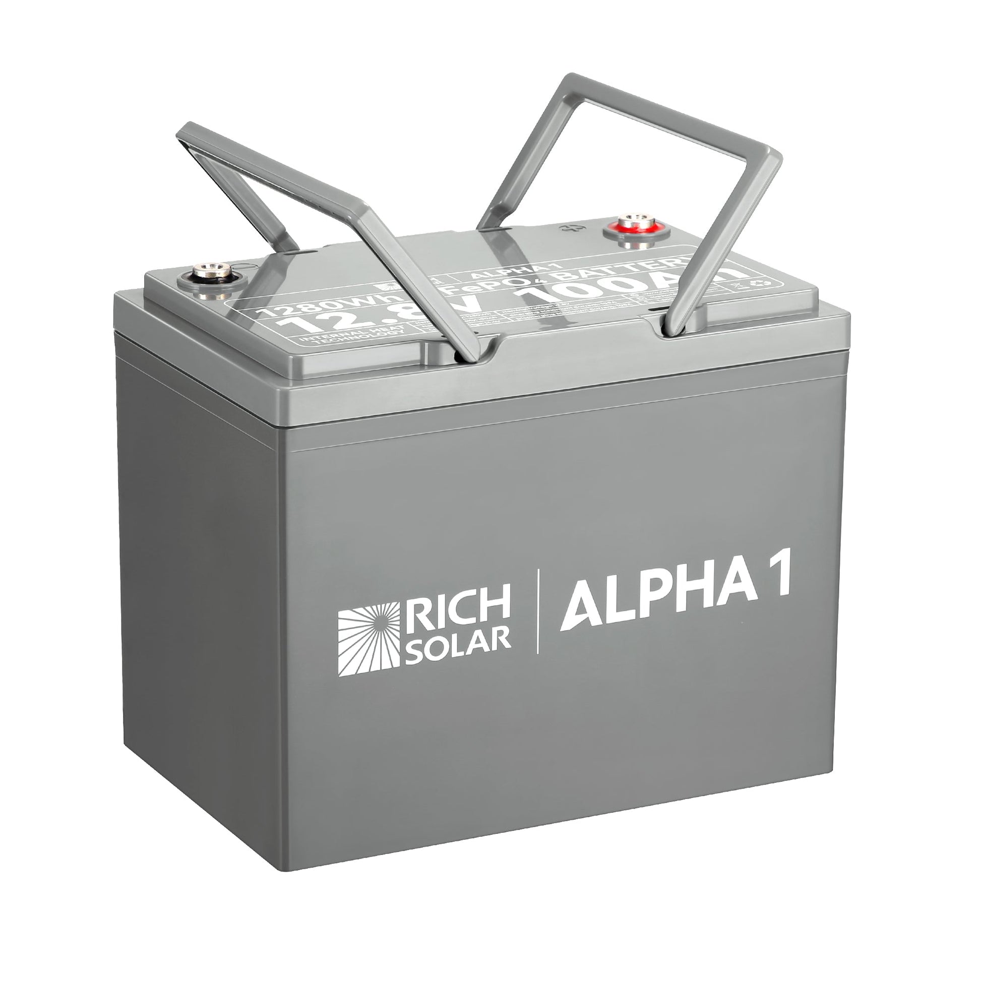 ALPHA 1 battery side profile with model and capacity label