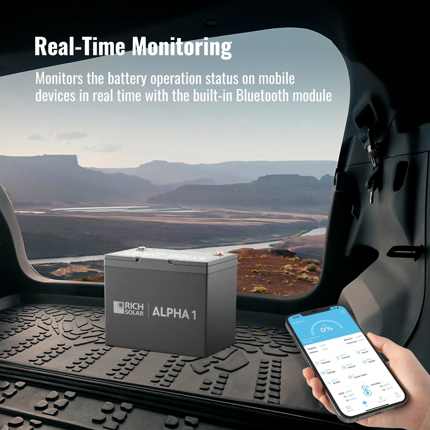 ALPHA 1 battery detail shot of the specification label