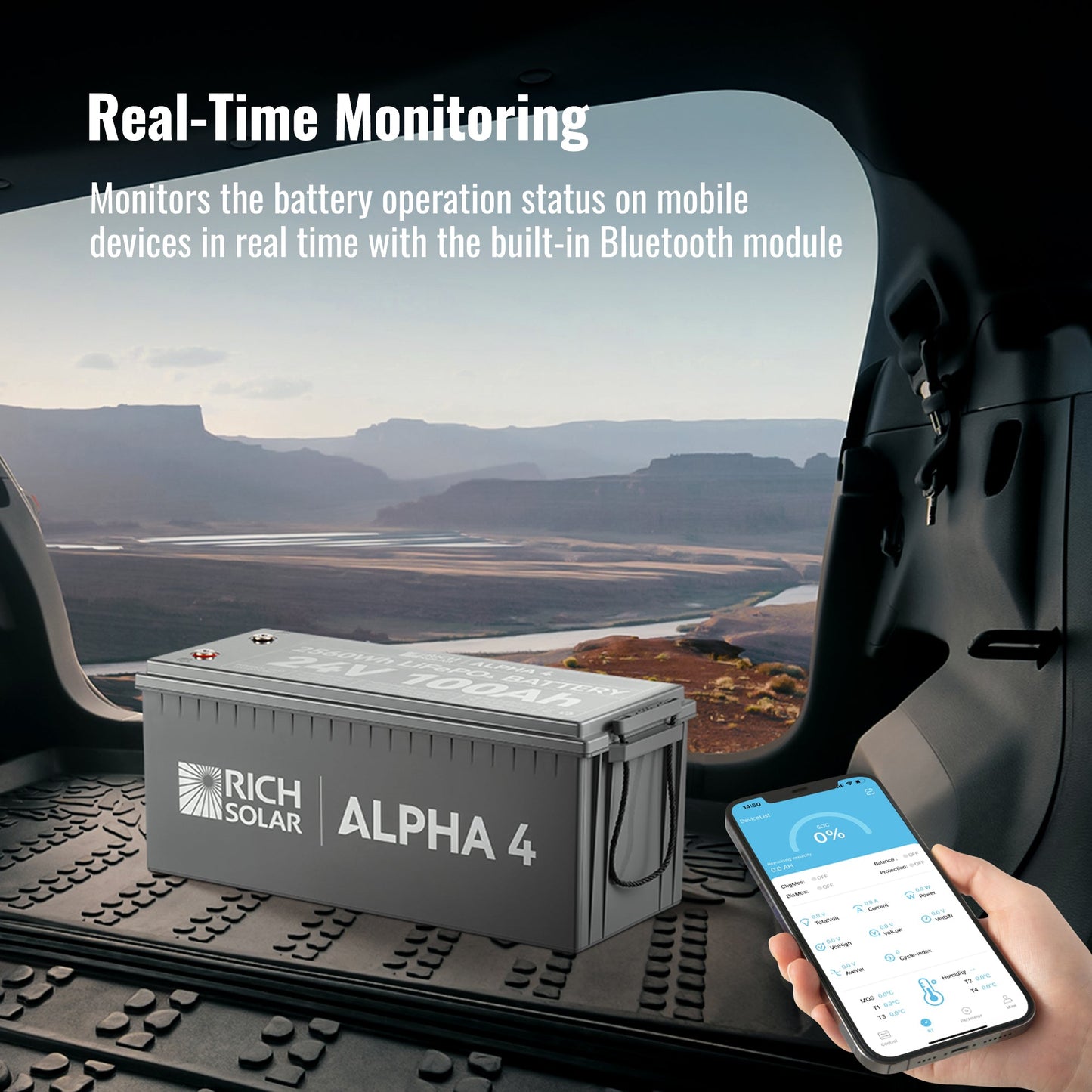 ALPHA 4 battery alternate angle showing overall proportions