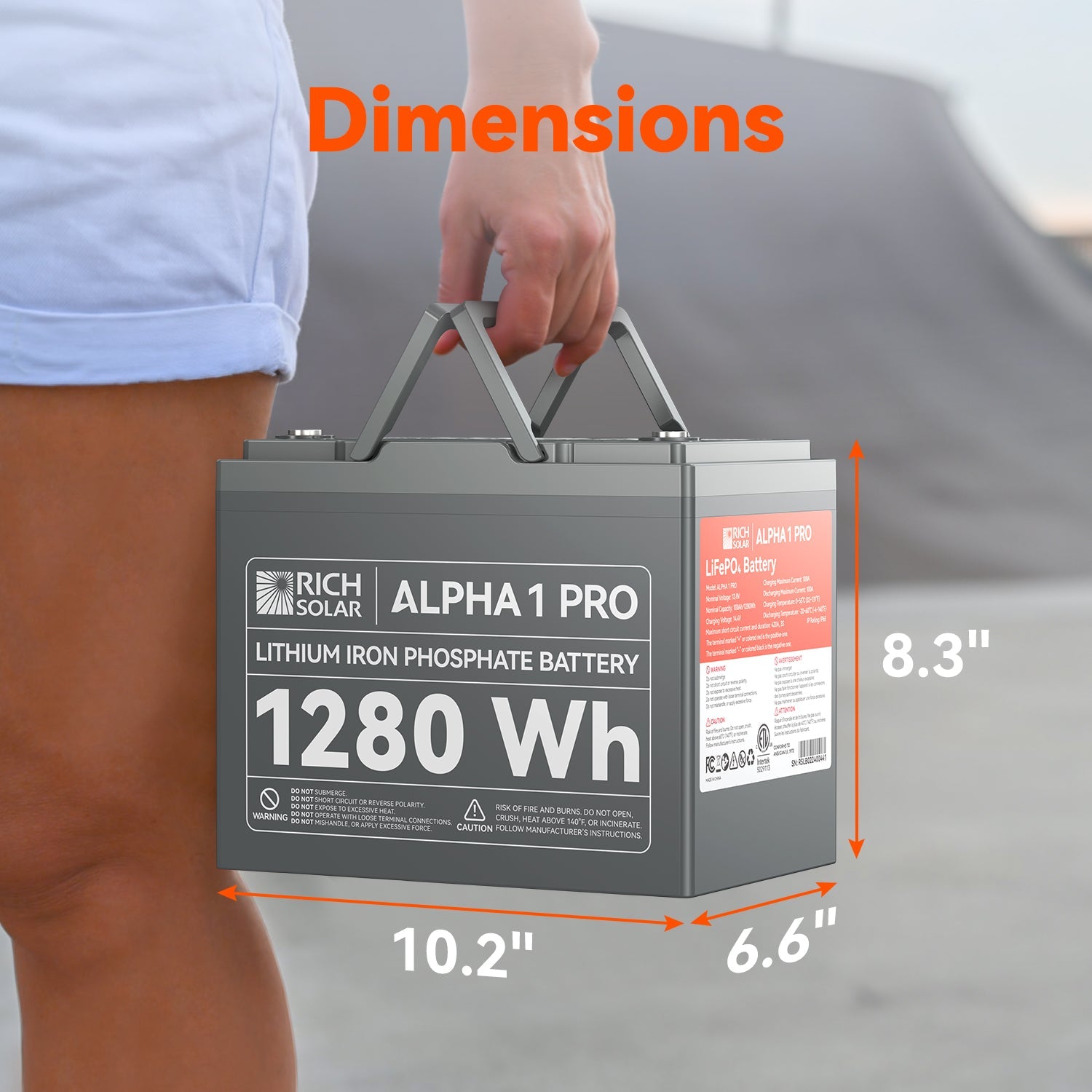 ALPHA 1 PRO battery side profile with the UL1973 certification marking