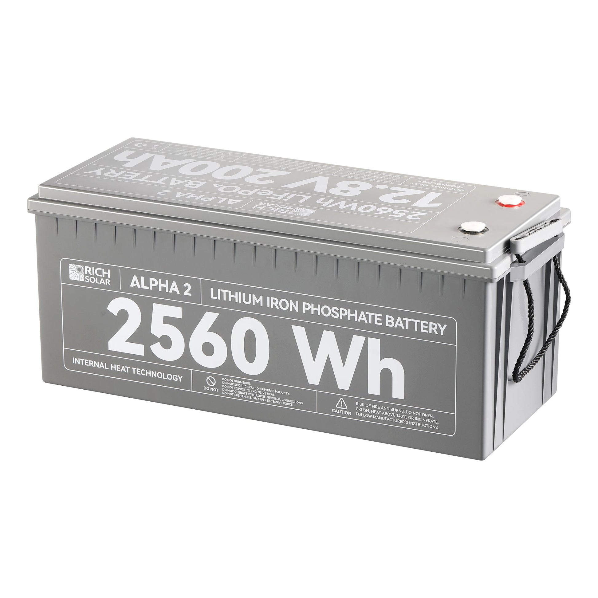 ALPHA 2 battery at an angle showing case depth