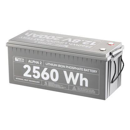 ALPHA 2 battery at an angle showing case depth