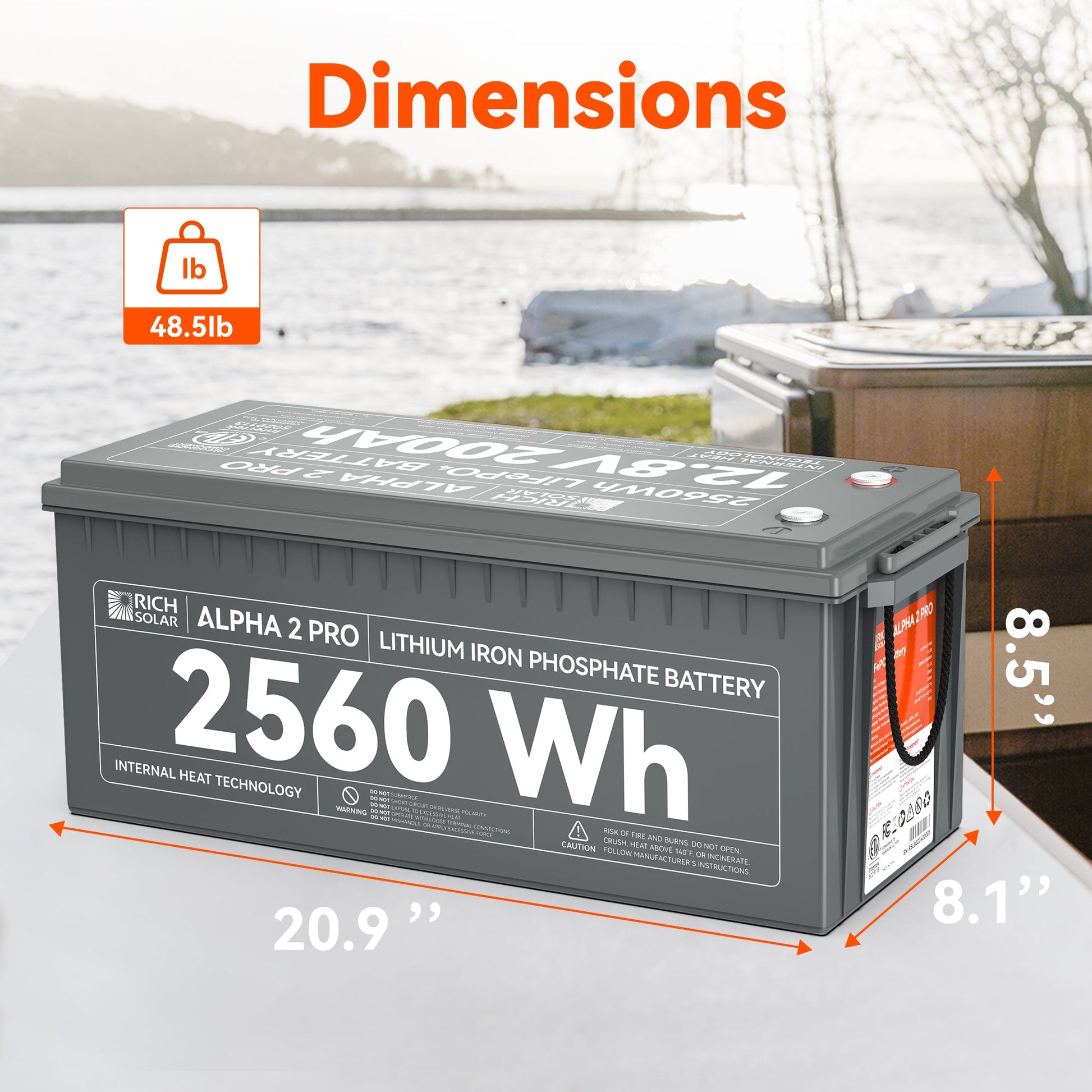 ALPHA 2 PRO battery side profile with the UL1973 marking