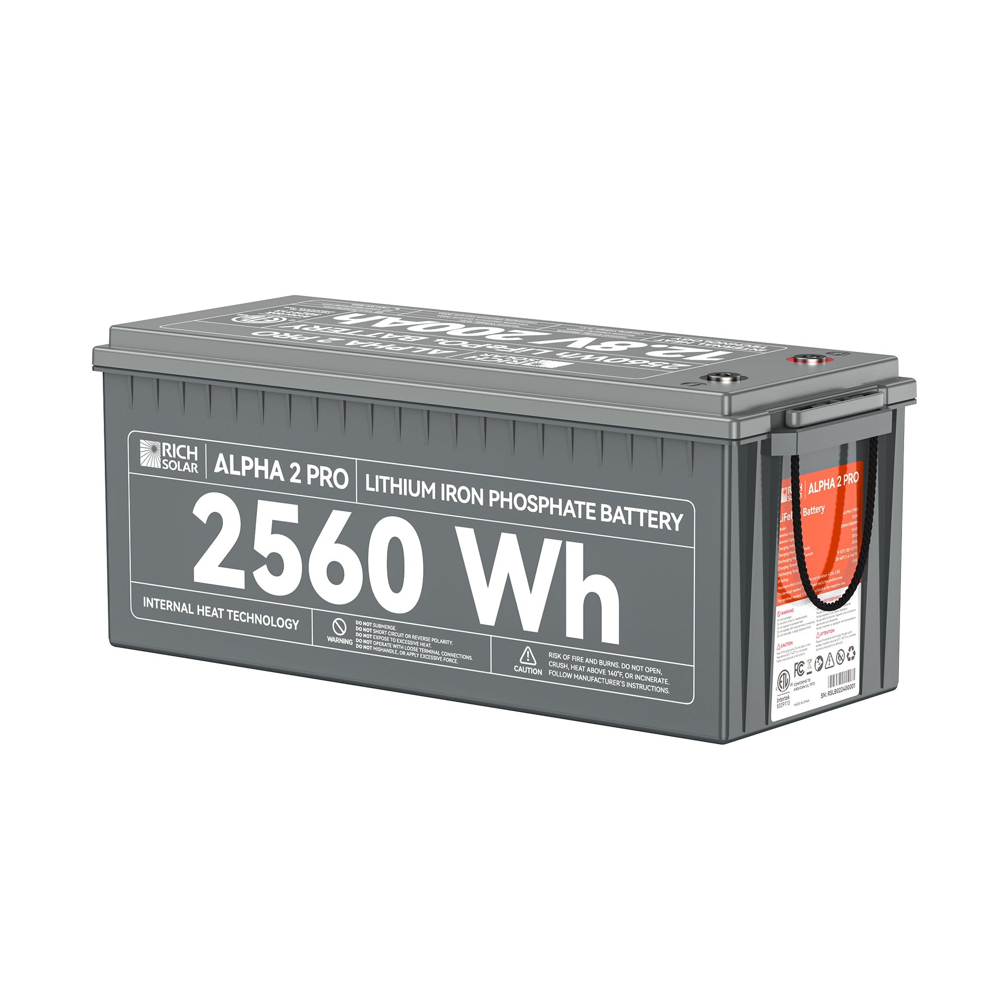 ALPHA 2 PRO battery at an angle showing case depth and carry handles