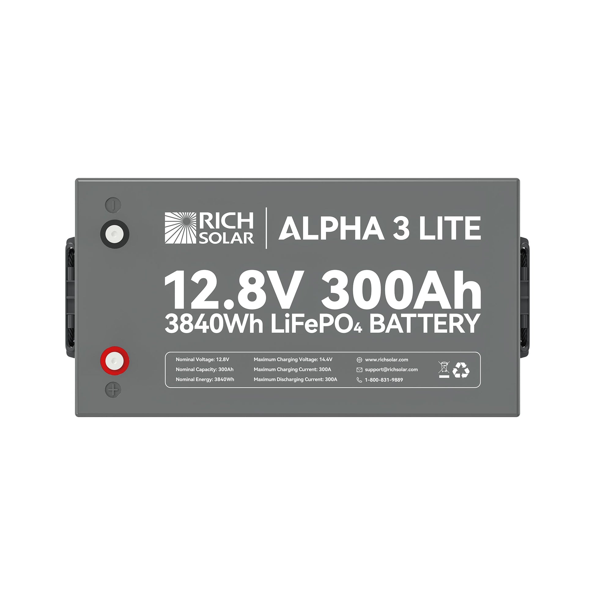 ALPHA 3 LITE battery rear view showing the sealed IP65 case