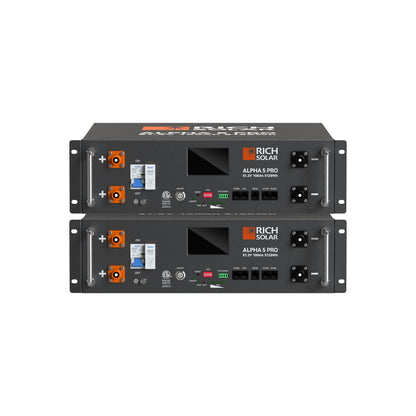 Two ALPHA 5 PRO batteries mounted in the server rack
