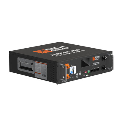 ALPHA 5 PRO 51.2V 100Ah rack battery, front panel view with LCD display