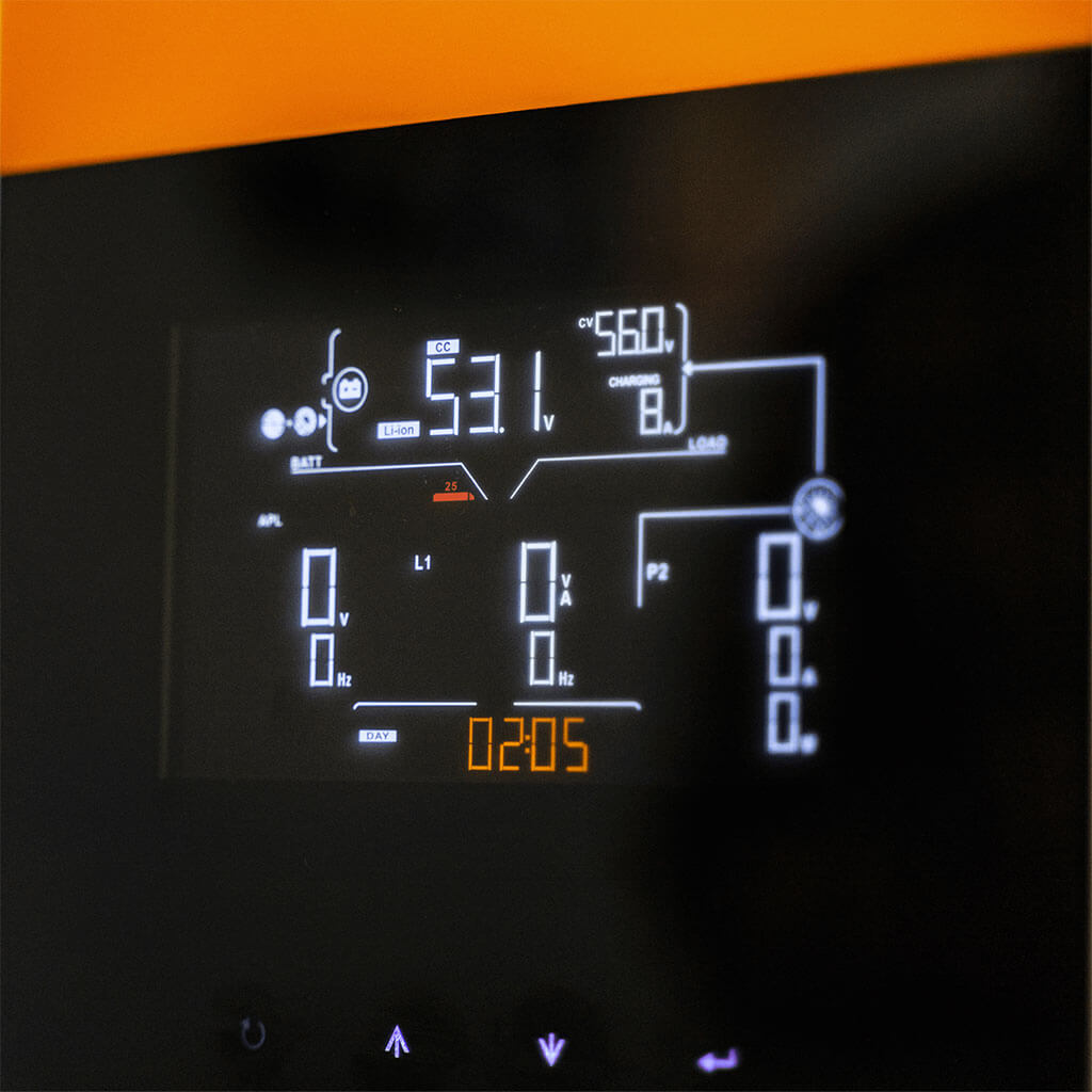 Built-in monitoring display showing system status