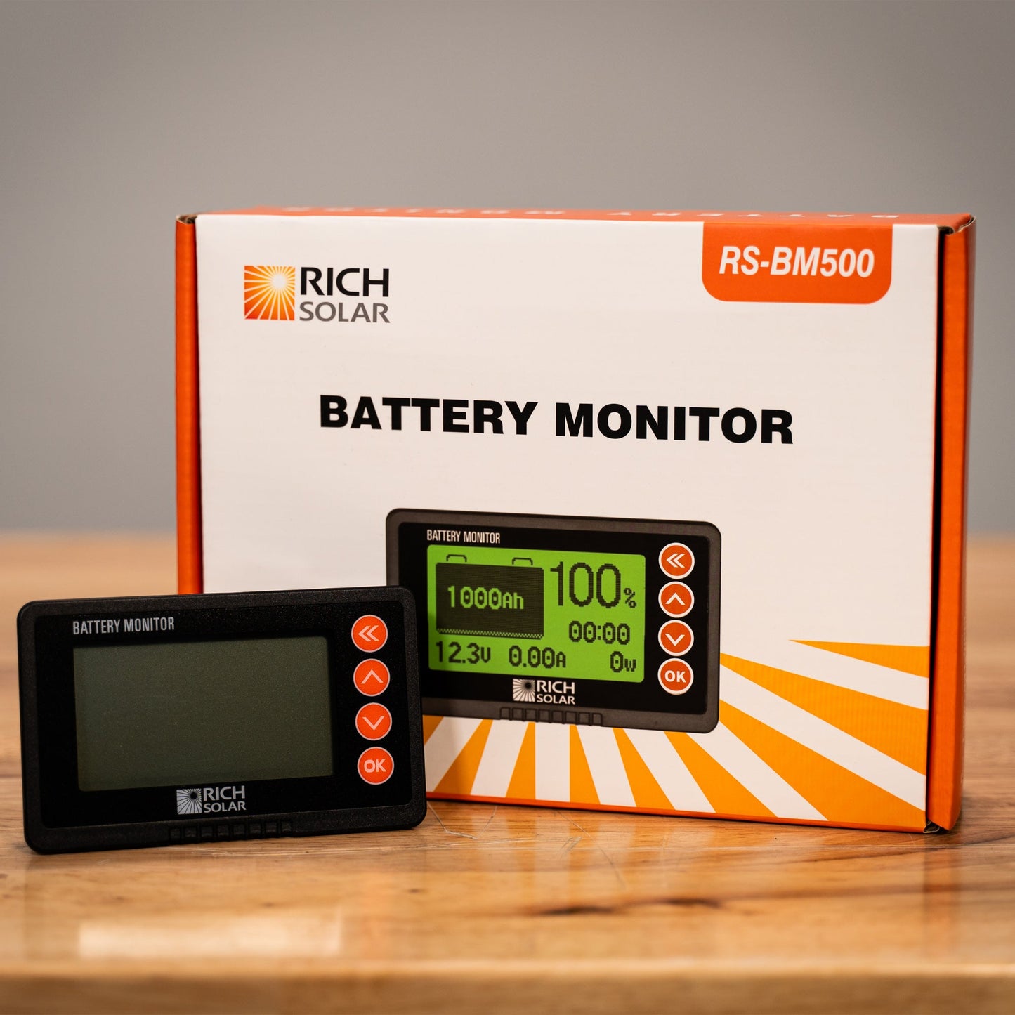 Battery monitor kit shown with its retail packaging