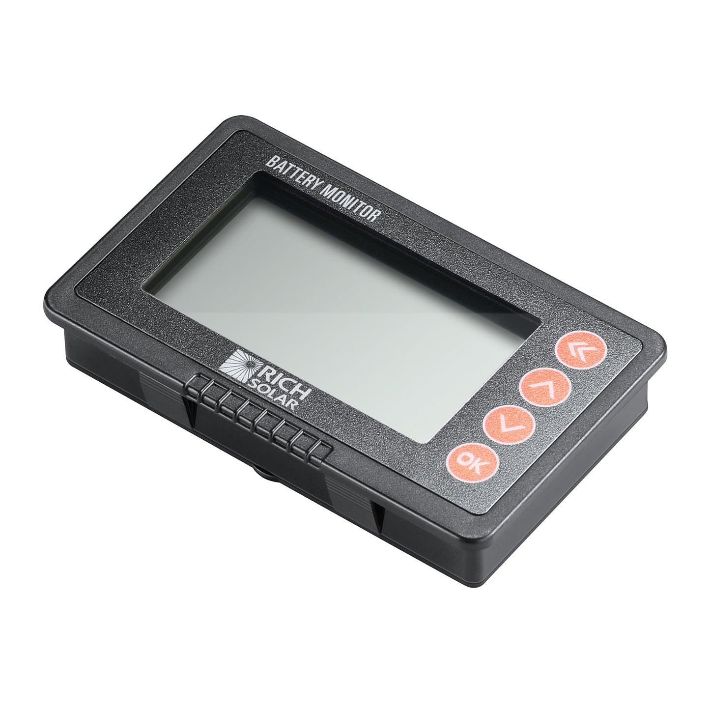 Rear of the battery monitor display showing the shielded cable socket