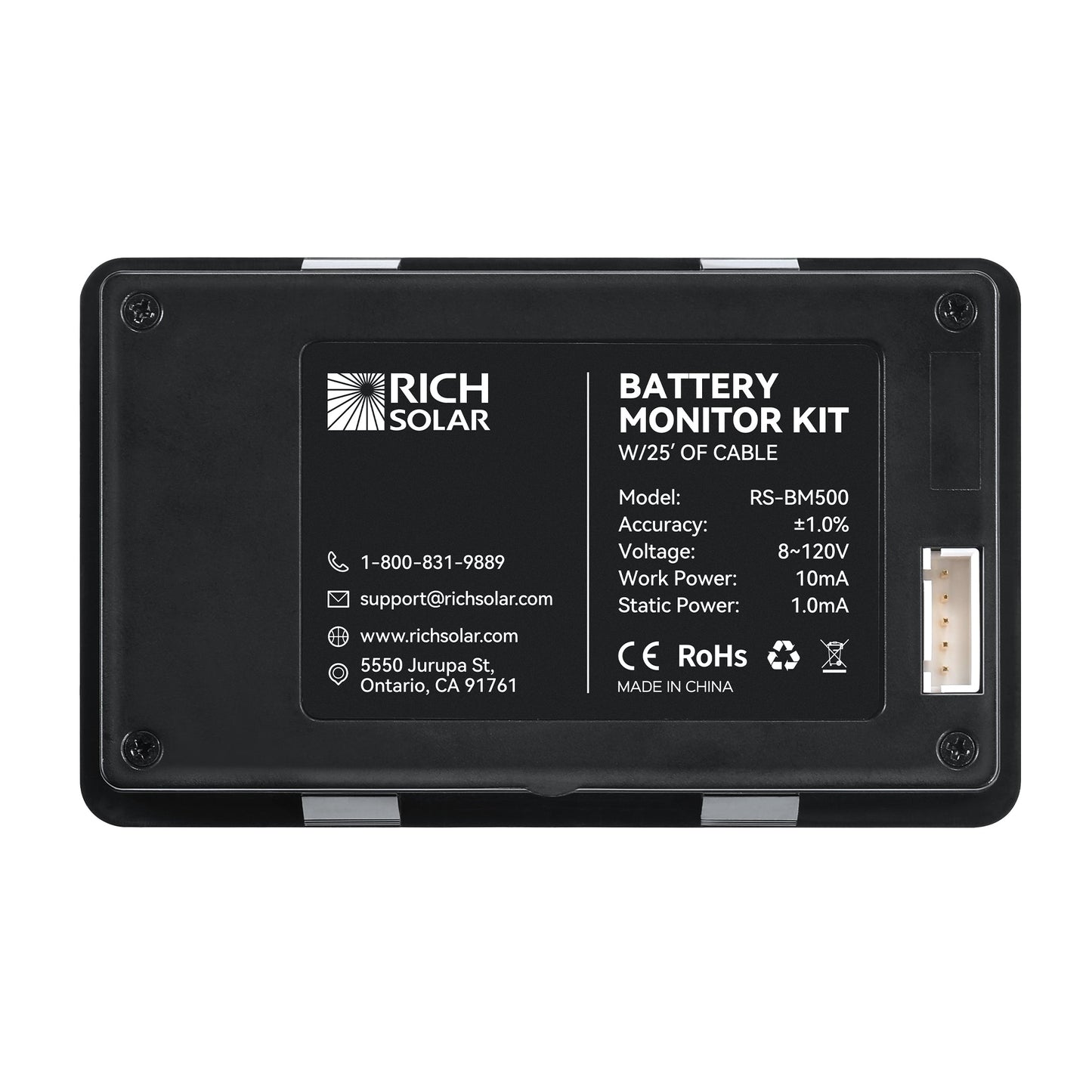 Battery monitor display showing remaining amp-hours