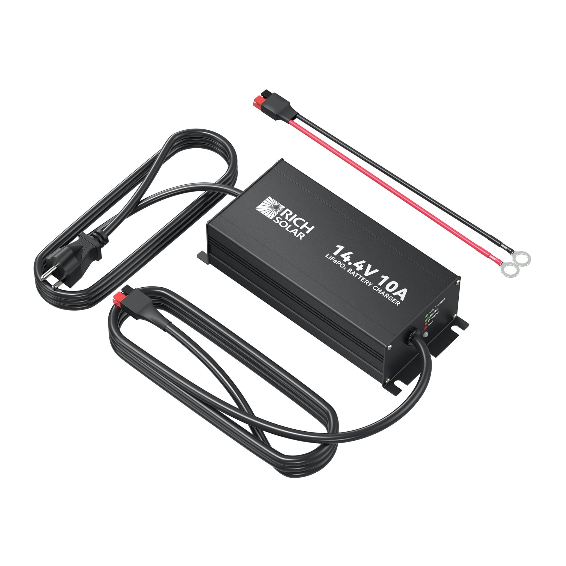 Rich Solar 12V 10A IP65 LiFePO4 battery charger, front view
