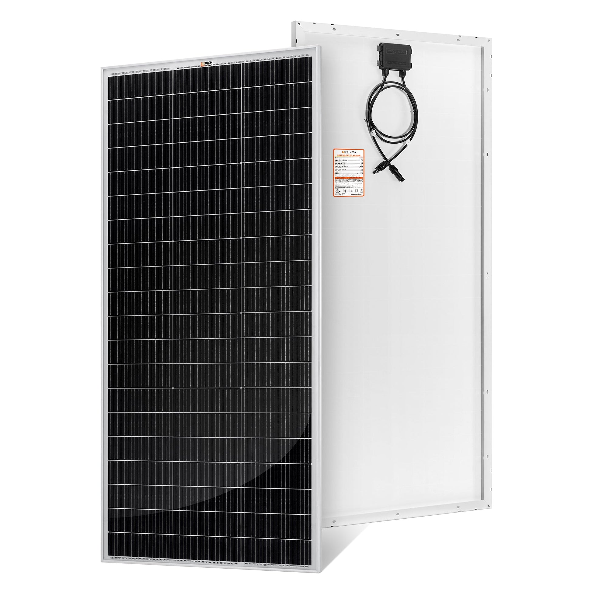 MEGA 200 MAX 200 watt 24 volt solar panel, front view