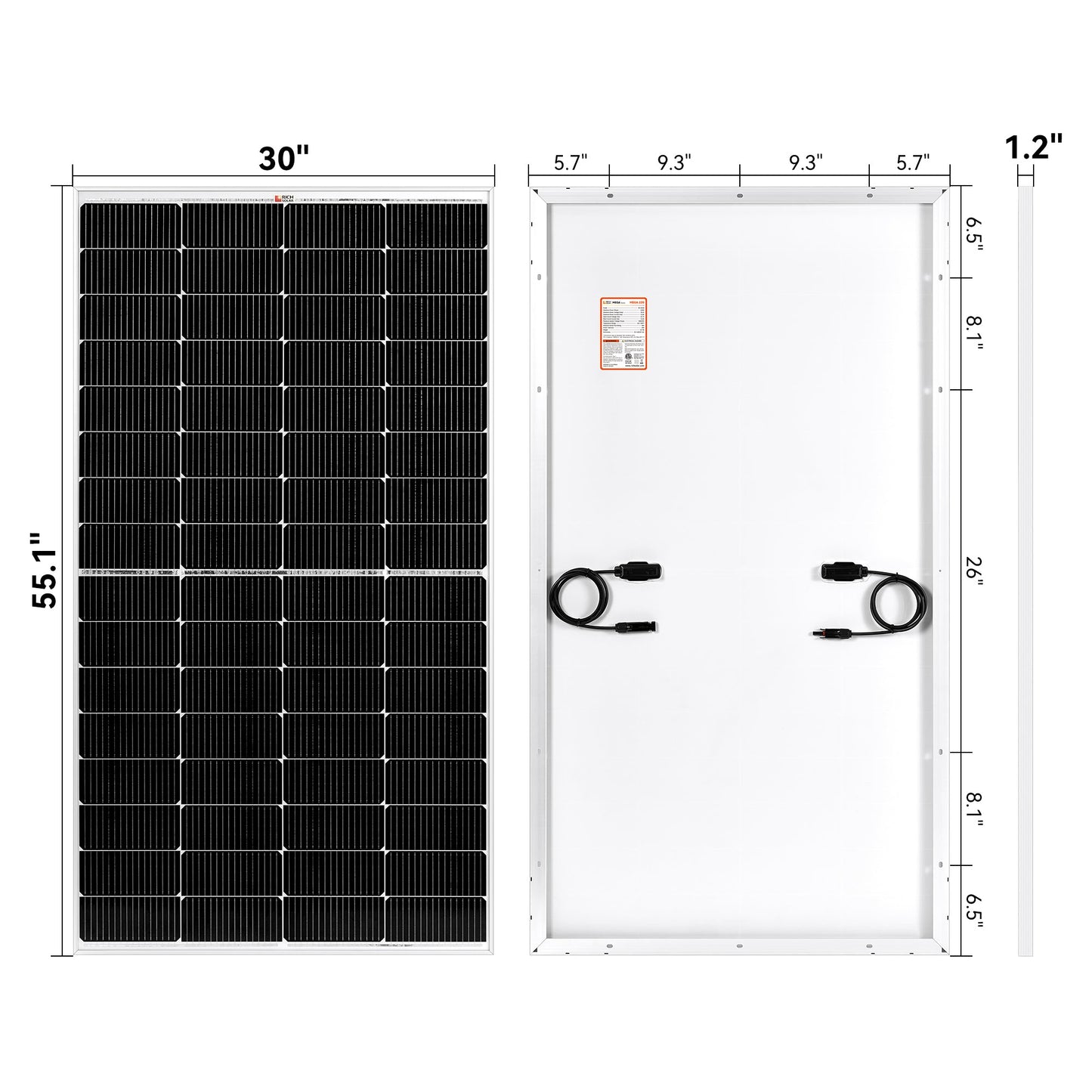Anodized aluminum frame profile and mounting holes