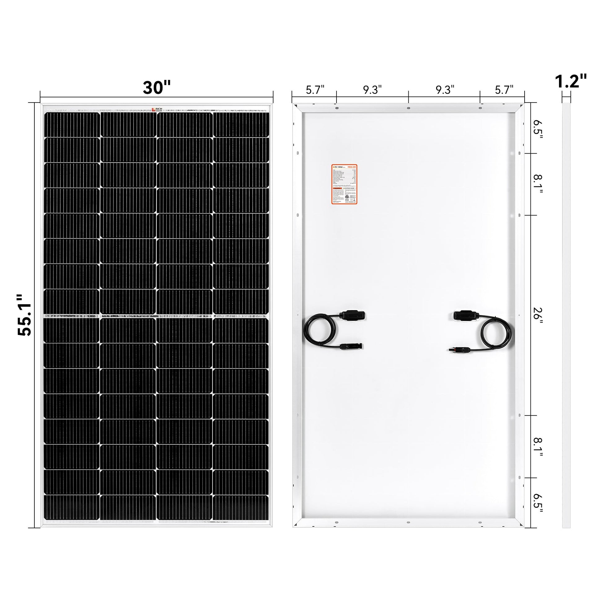 Anodized aluminum frame profile and mounting holes