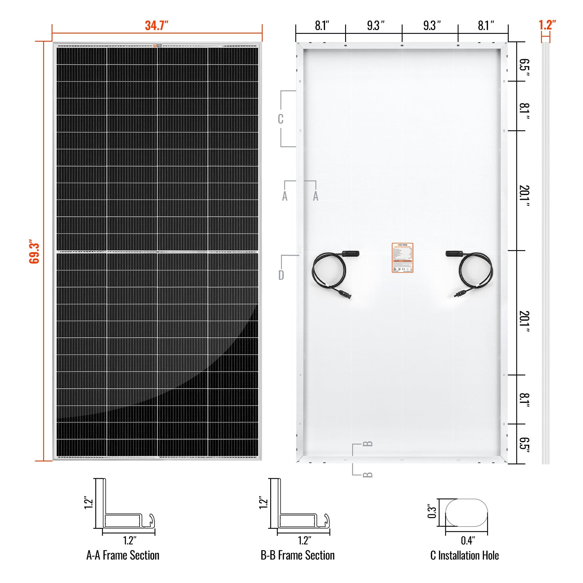 MEGA 335 Solar Panel angled view