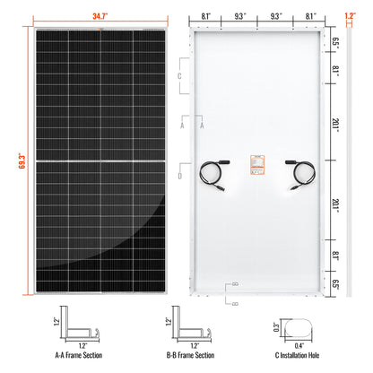MEGA 335 Solar Panel angled view