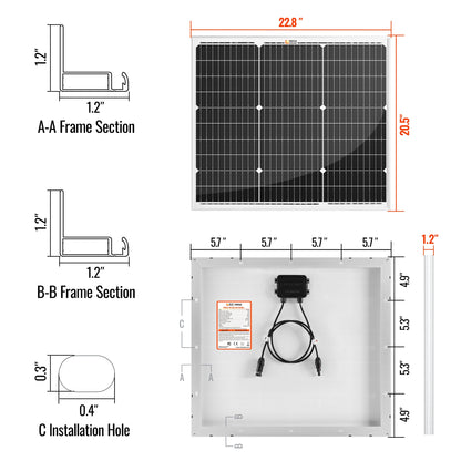 MEGA 50 50 Watt Solar Panel detail
