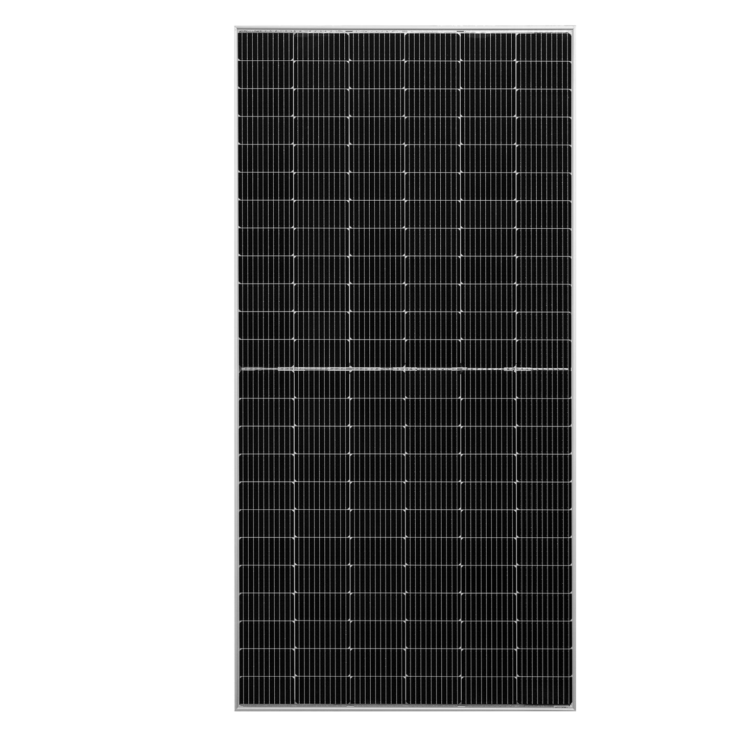 Rear glass face of the bifacial module with junction box