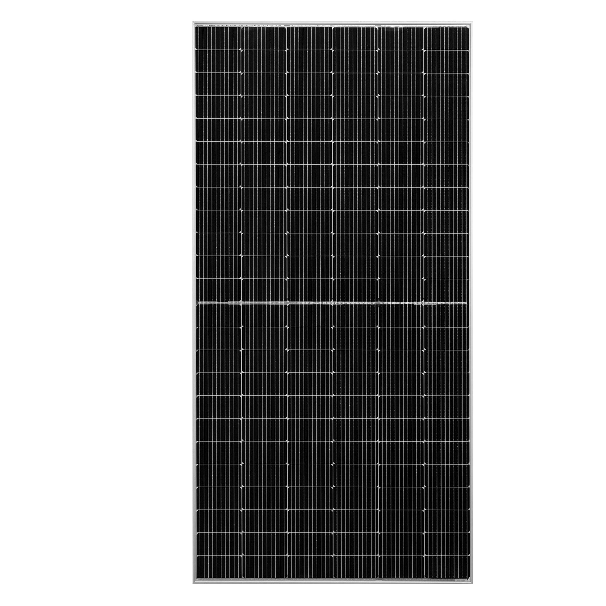 Rear glass face of the bifacial module with junction box