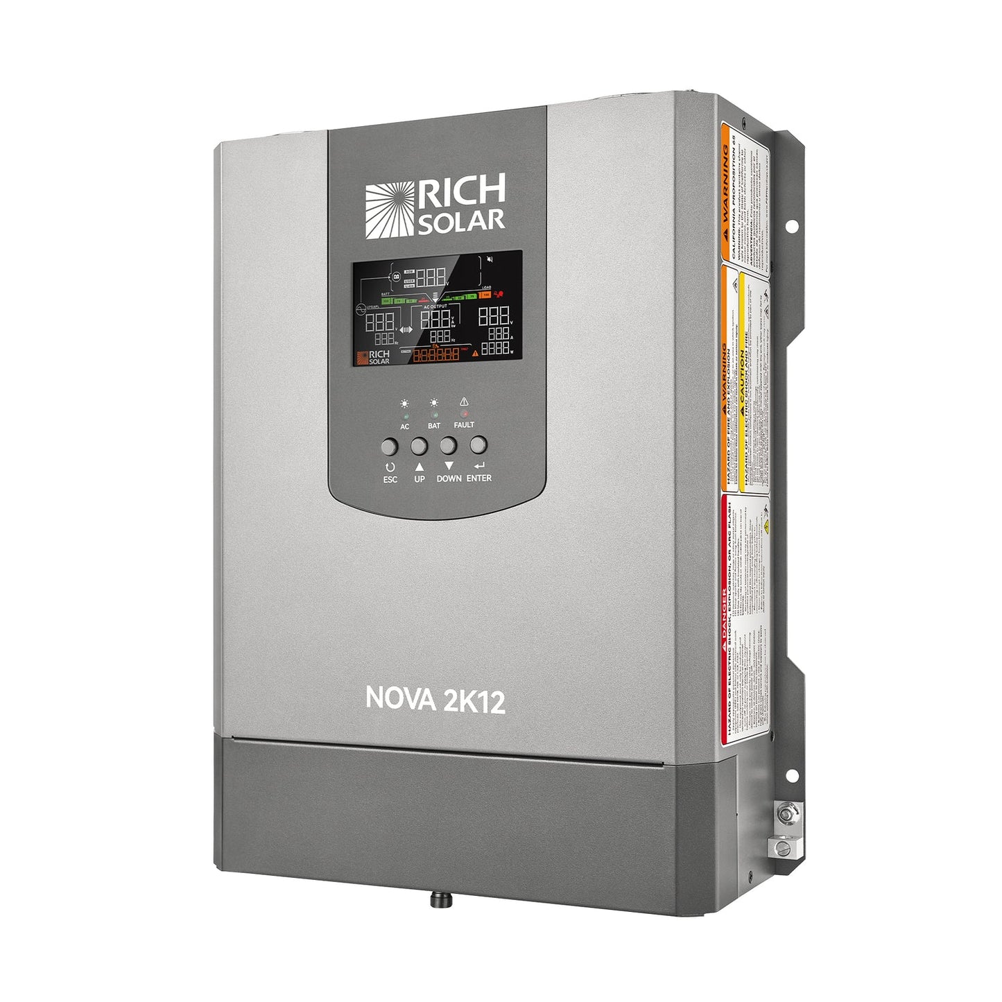 NOVA 2K12 2000W 12V pure sine wave inverter with built-in transfer switch, front view