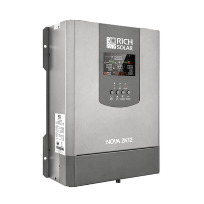 NOVA 2K12 inverter LCD display showing voltage and load