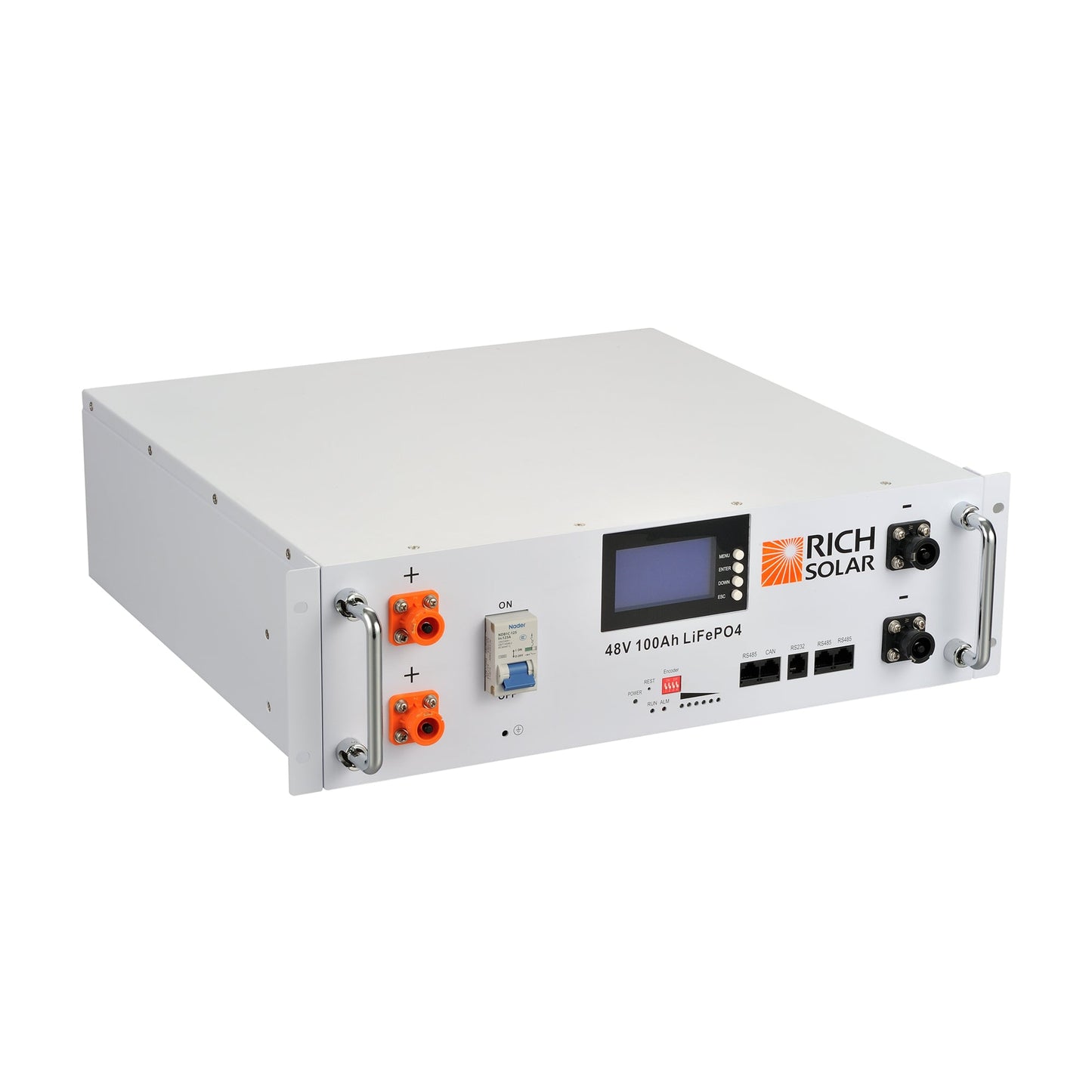ALPHA 5 48V 100Ah LiFePO4 server rack battery, front panel view