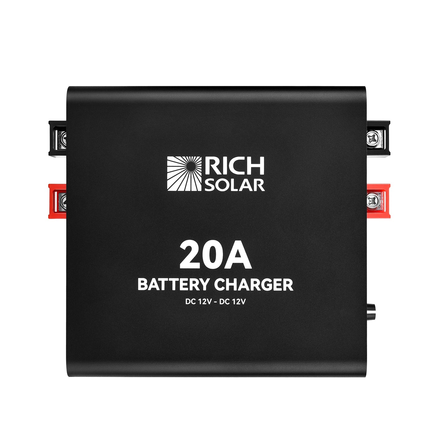 RS-DC20 charger shown with its specification label