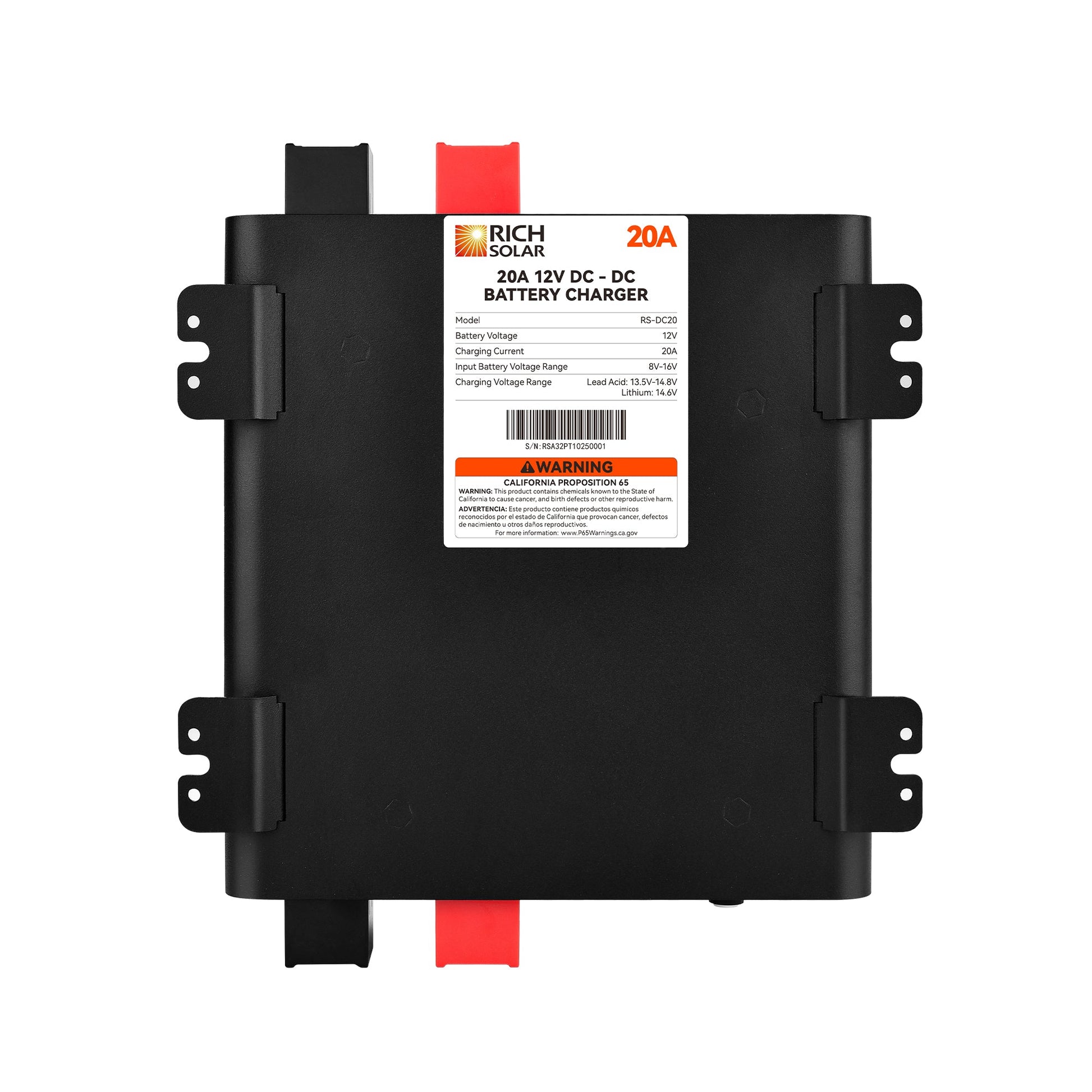 Rich Solar RS-DC20 12V 20A DC-DC battery charger, front view