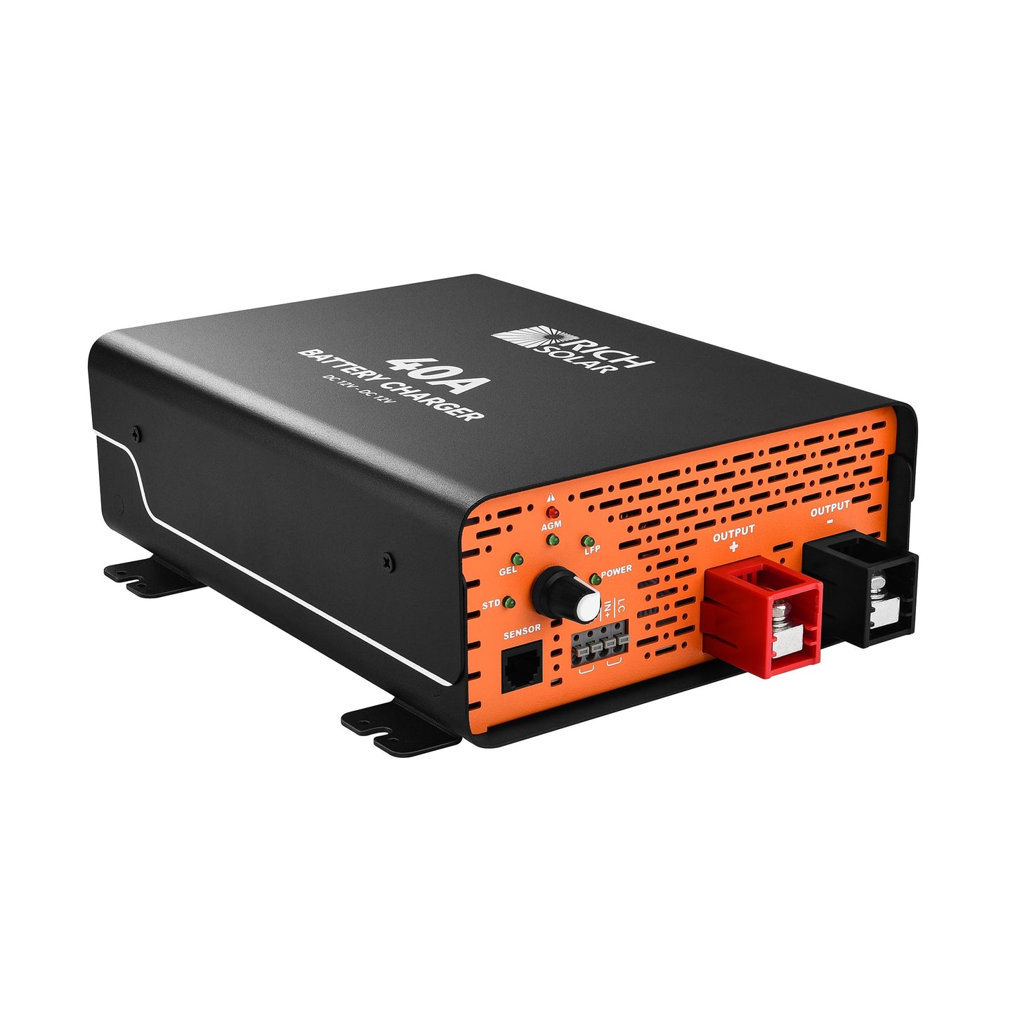 Input and output terminals on the RS-DC40 charger