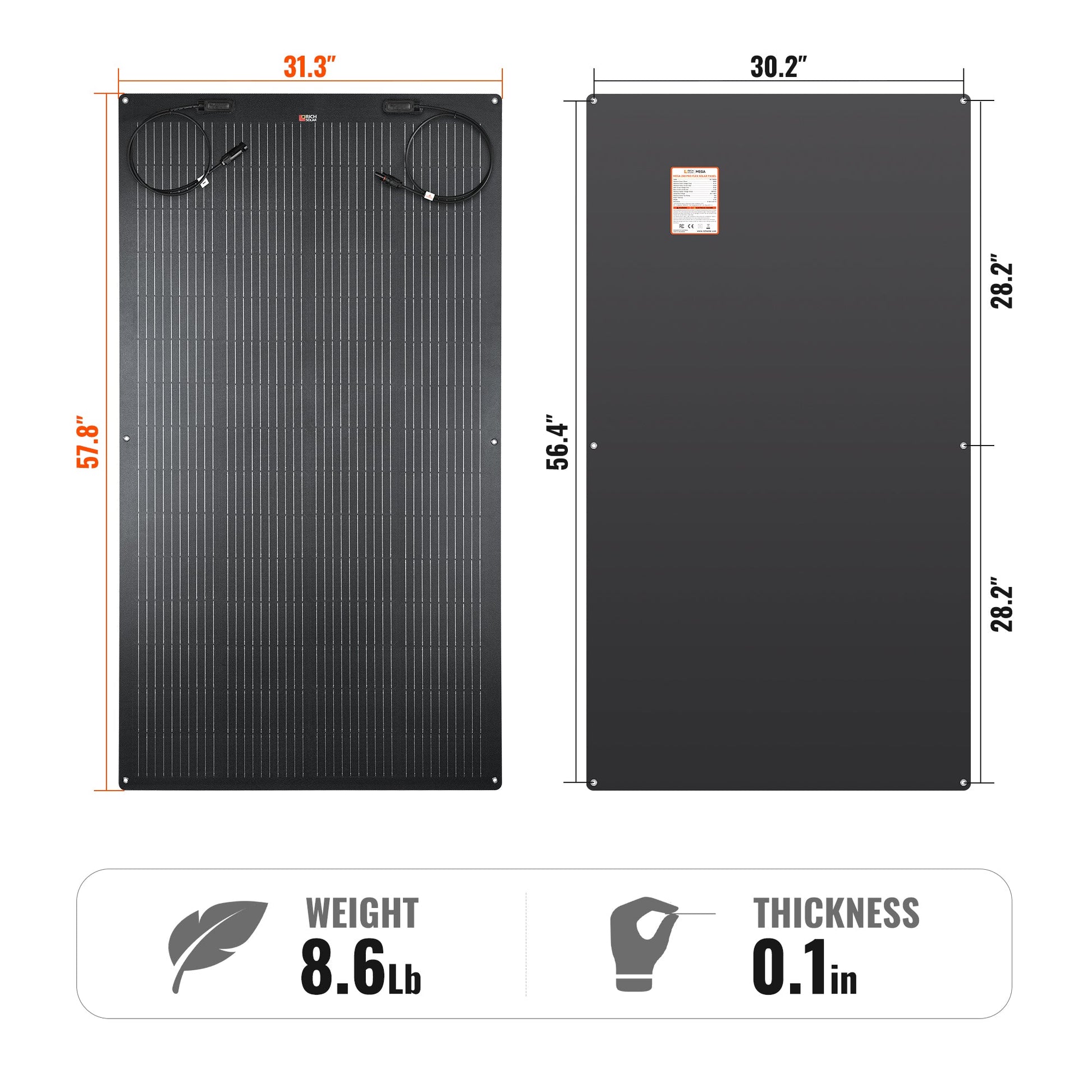 MEGA 200 FLEX PRO panel flexed to show the 360 degree bend