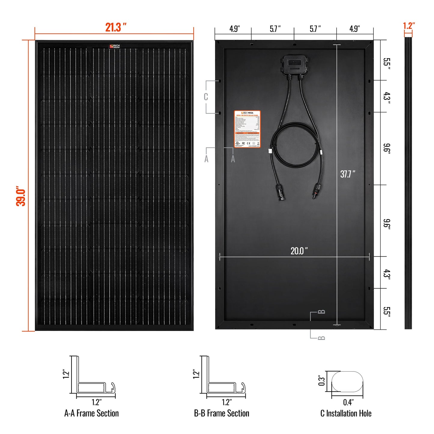 MEGA 100 ONYX panel shown at an angle