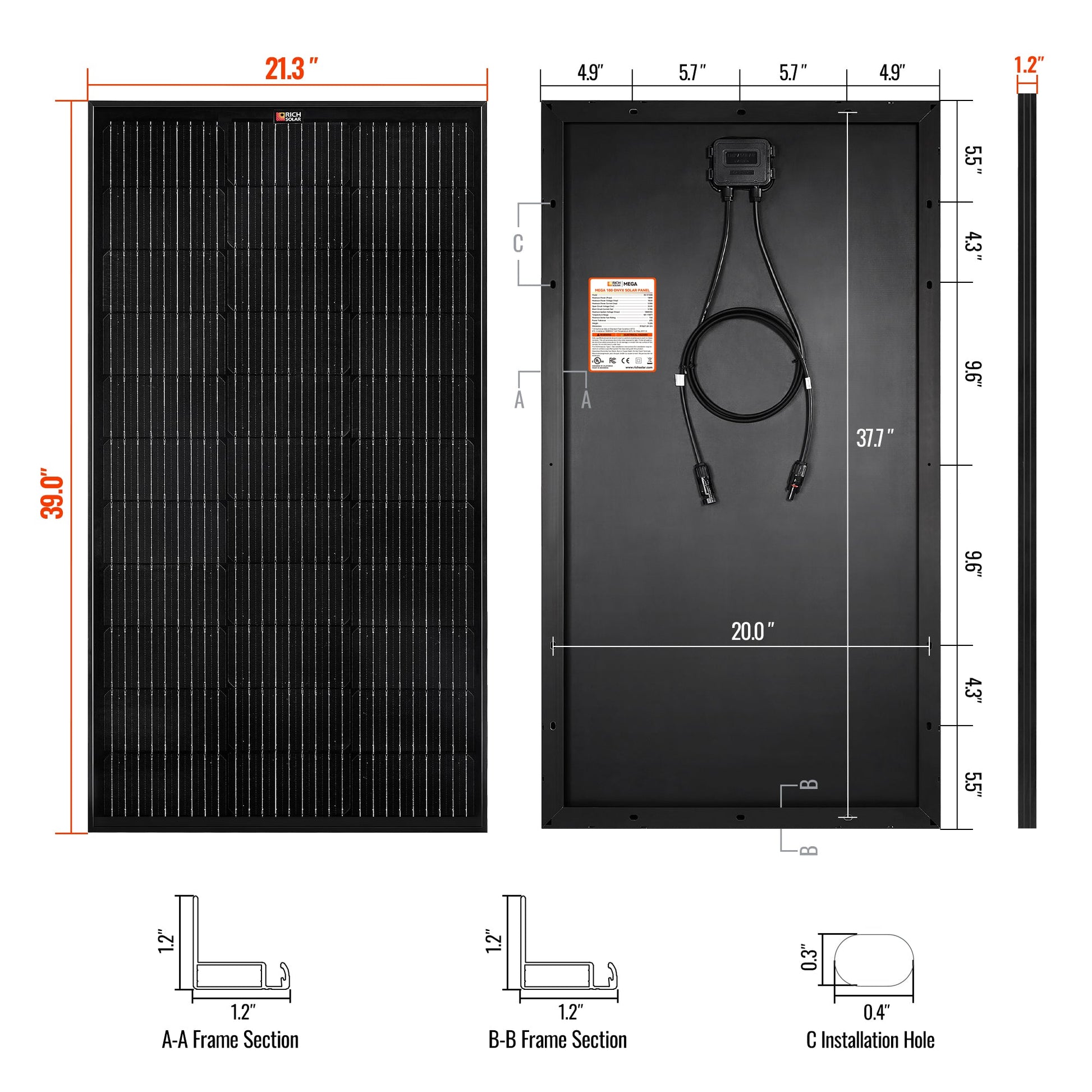 MEGA 100 ONYX panel shown at an angle