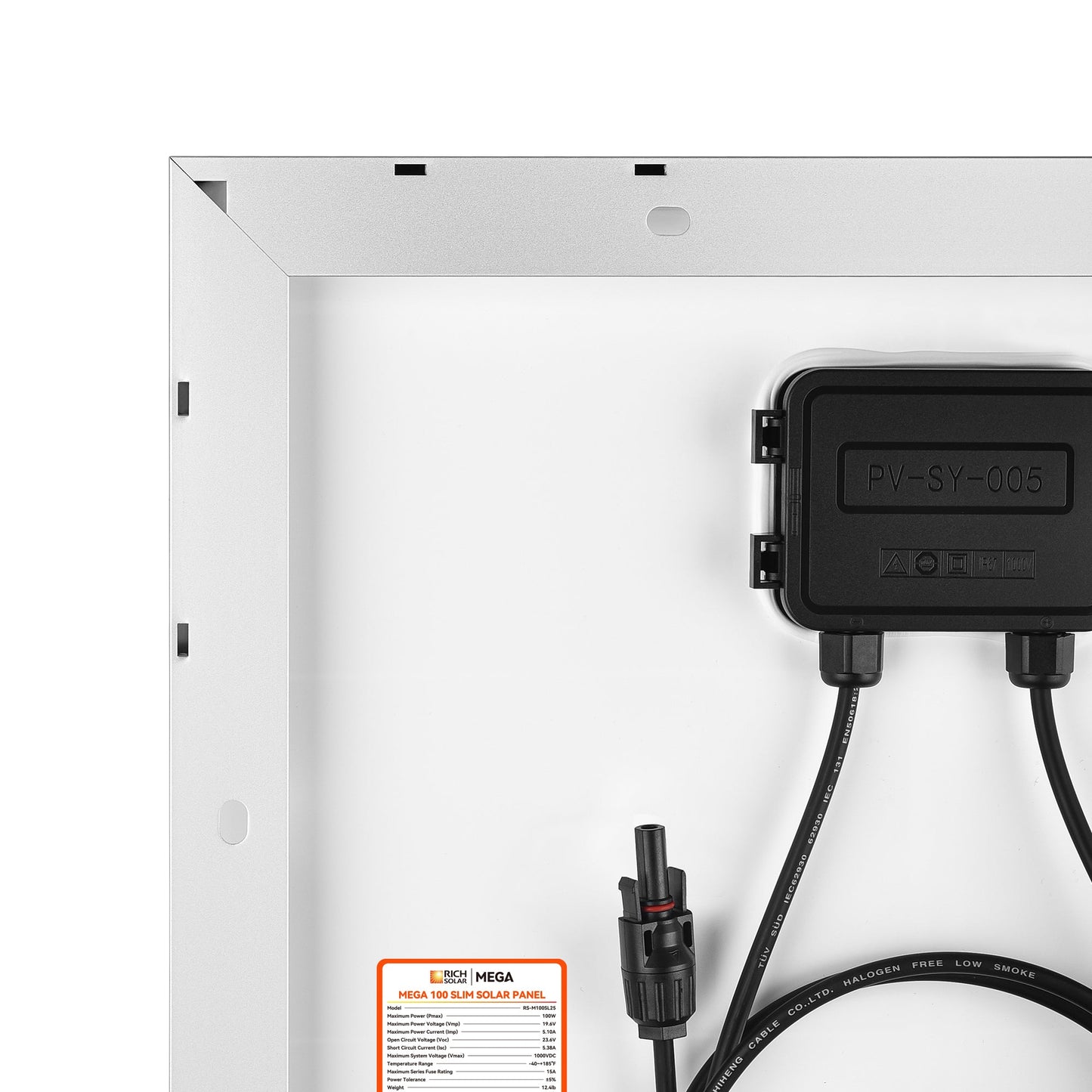 Slim panel installed alongside a roof vent