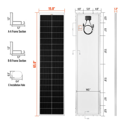 MEGA 130 SLIM Solar Panel angled view